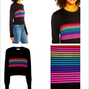 Spiritual Gangster Black Rainbow Striped Long-sleeve Sweater XS